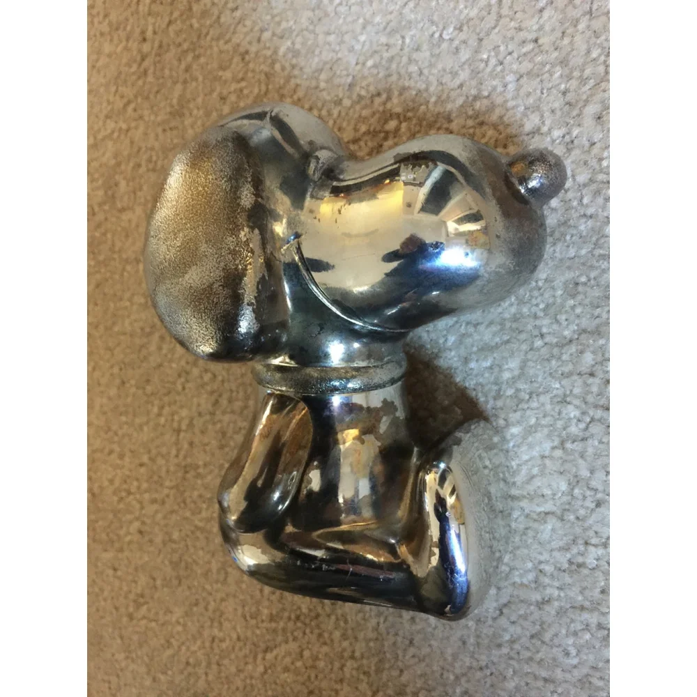 VINTAGE PEANUTS SNOOPY Silver Plated Bank, With Bottom Metal Plug